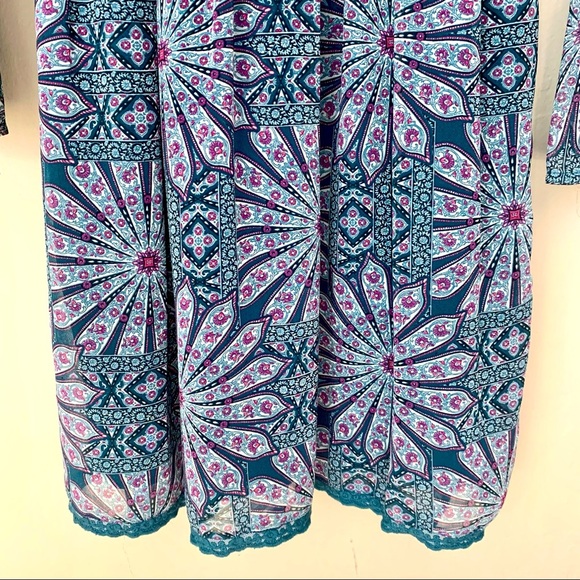 ELLA MOSS Smocked Retro Print Bell Sleeve Dress Boho 60’s 70’s Flower Power 10 - Picture 11 of 16